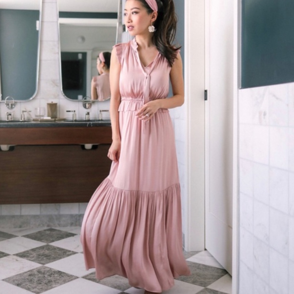 Banana Republic Women's Pink Soft Satin Maxi Dress
